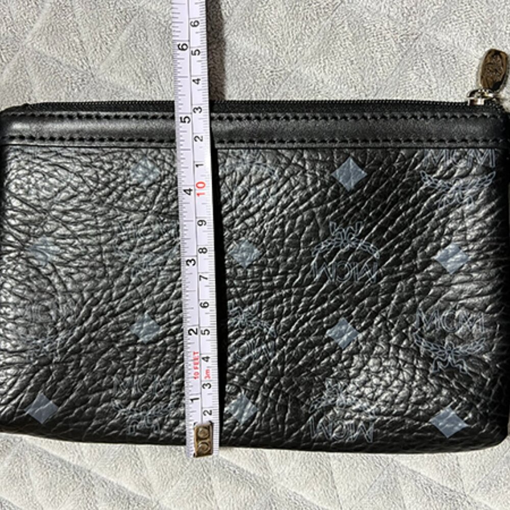 MCM-VISETOS Black Leather Pouch/ Wristlet NWOT - Picture 6 of 9